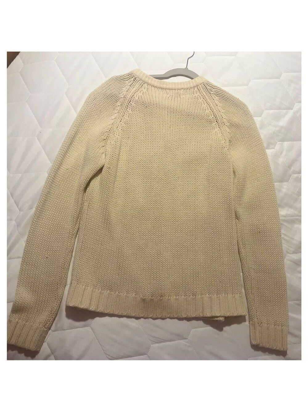 Virgin Acrylic Fiber sweater made in Korea crochet buttons size medium cream - Picture 10 of 11
